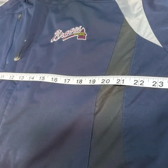 Atlanta Braves Windbreaker Jacket Men L Blue Full Zip Antigua MLB Y2K - Picture 11 of 11